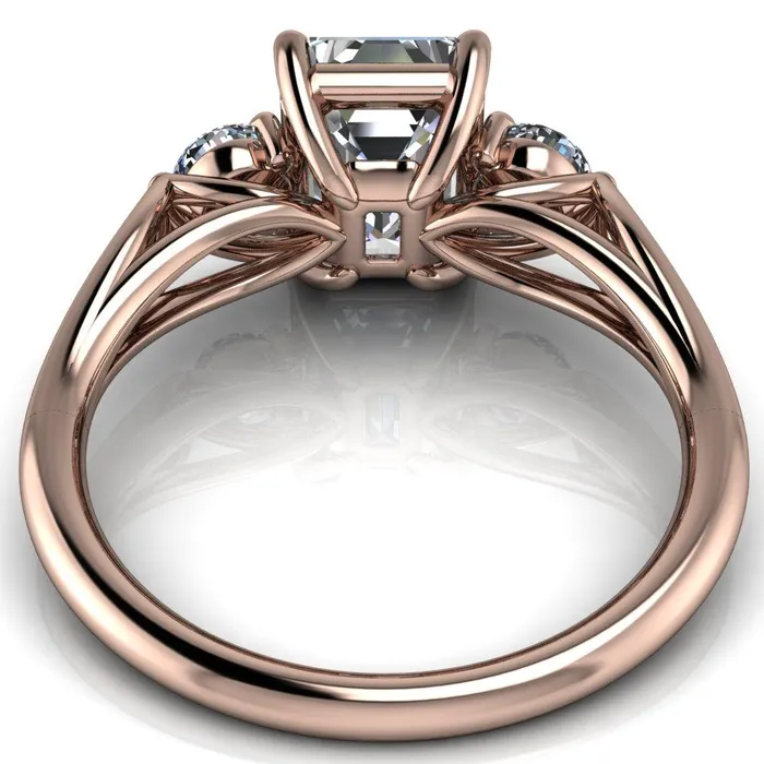 Rings Fire Brilliance Marianna Emerald Center Stone Diamond Side Under Bezel Split Shank Engagement Ring