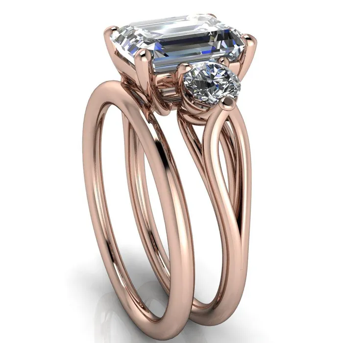 Rings Fire Brilliance Marianna Emerald Center Stone Diamond Side Under Bezel Split Shank Engagement Ring