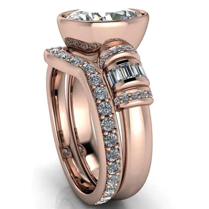 Rings Fire Brilliance Medley Oval Center Stone Full Bezel Diamond Side Engagement Ring