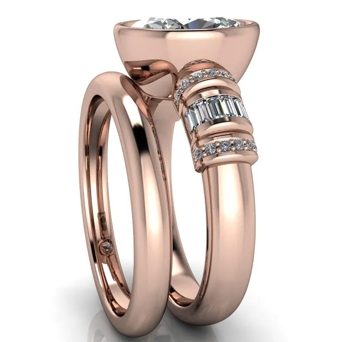 Rings Fire Brilliance Medley Oval Center Stone Full Bezel Diamond Side Engagement Ring