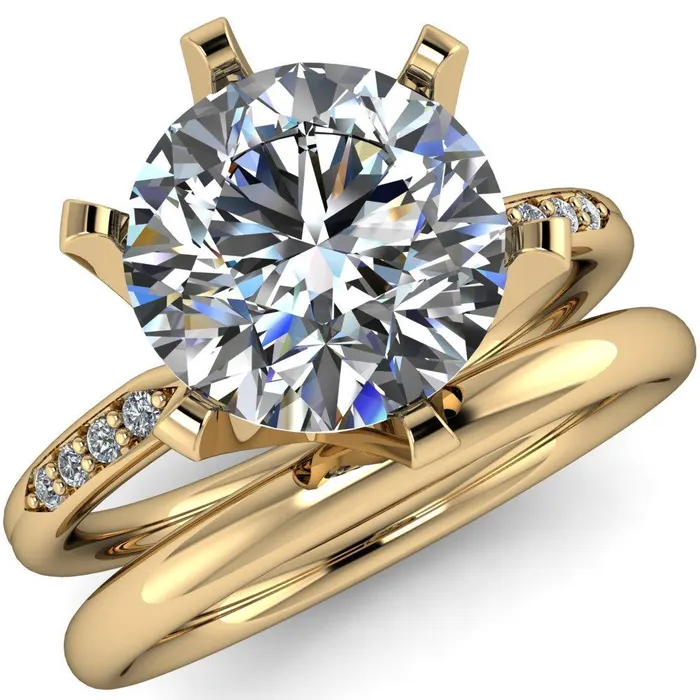 Rings Fire Brilliance Olivia Round Center Stone 6 Prong Airline Crown Shoulder Setting Engagement Ring