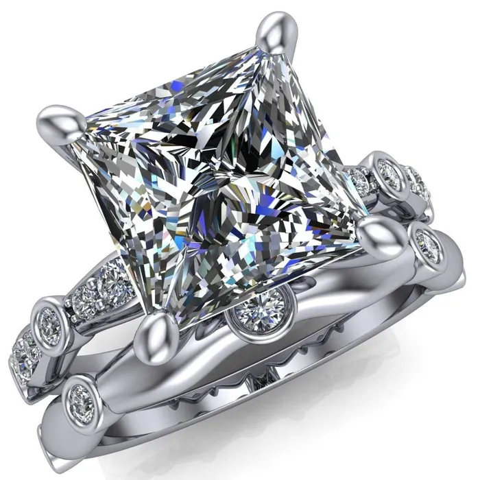 Rings Fire Brilliance Pfeiffer PrincessSquare Diamond Side 4 Prong Ring Rings Fire Brilliance Pfeiffer PrincessSquare Diamond Side 4 Prong Ring