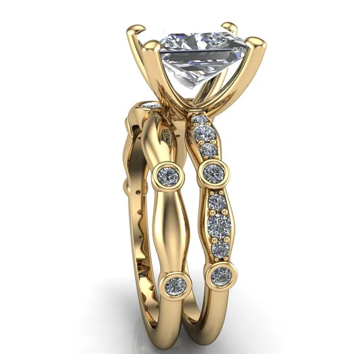 Rings Fire Brilliance Pfeiffer PrincessSquare Diamond Side 4 Prong Ring