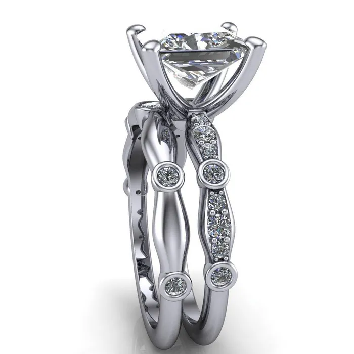 Rings Fire Brilliance Pfeiffer PrincessSquare Diamond Side 4 Prong Ring