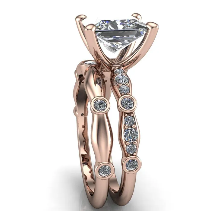 Rings Fire Brilliance Pfeiffer PrincessSquare Diamond Side 4 Prong Ring