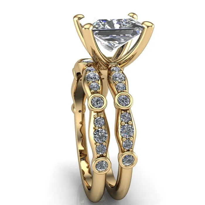 Rings Fire Brilliance Pfeiffer PrincessSquare Diamond Side 4 Prong Ring