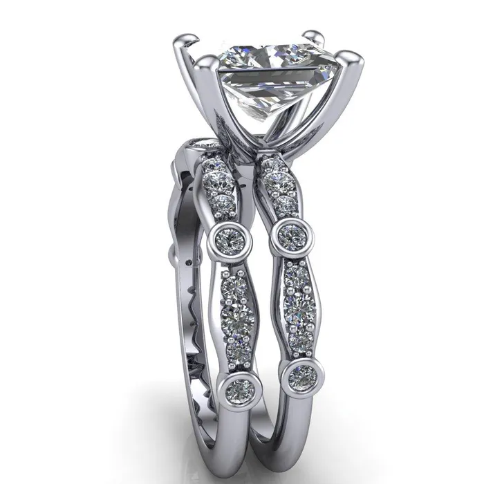 Rings Fire Brilliance Pfeiffer PrincessSquare Diamond Side 4 Prong Ring
