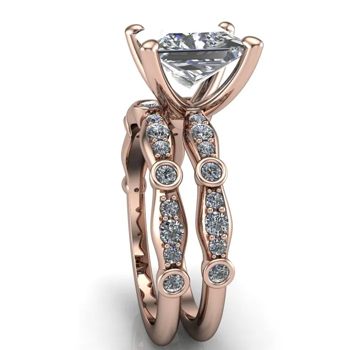 Rings Fire Brilliance Pfeiffer PrincessSquare Diamond Side 4 Prong Ring