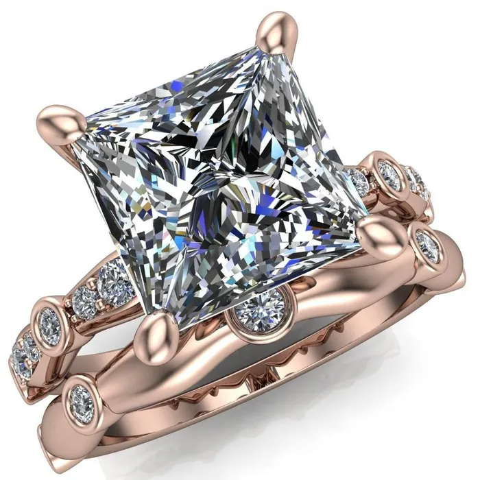 Rings Fire Brilliance Pfeiffer PrincessSquare Diamond Side 4 Prong Ring