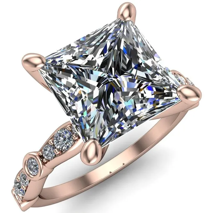 Rings Fire Brilliance Pfeiffer PrincessSquare Diamond Side 4 Prong Ring