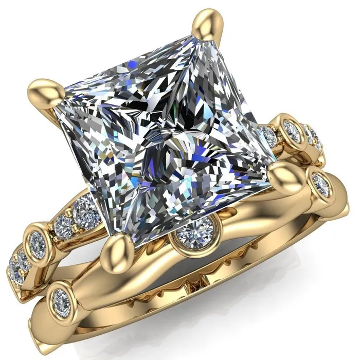 Rings Fire Brilliance Pfeiffer PrincessSquare Diamond Side 4 Prong Ring