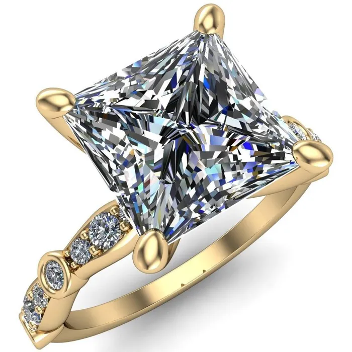 Rings Fire Brilliance Pfeiffer PrincessSquare Diamond Side 4 Prong Ring