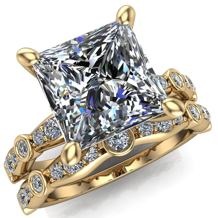 Rings Fire Brilliance Pfeiffer PrincessSquare Diamond Side 4 Prong Ring