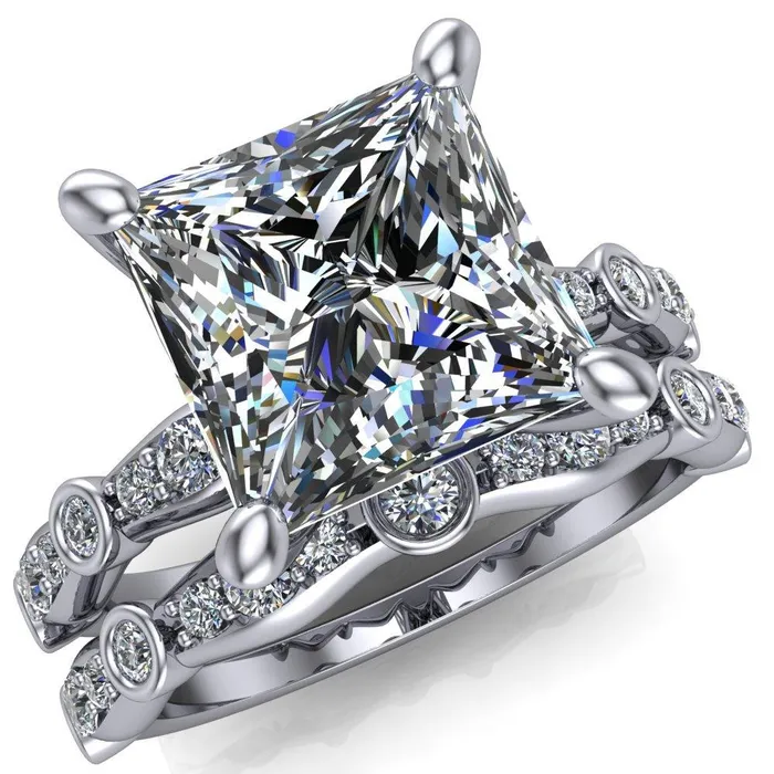Rings Fire Brilliance Pfeiffer PrincessSquare Diamond Side 4 Prong Ring