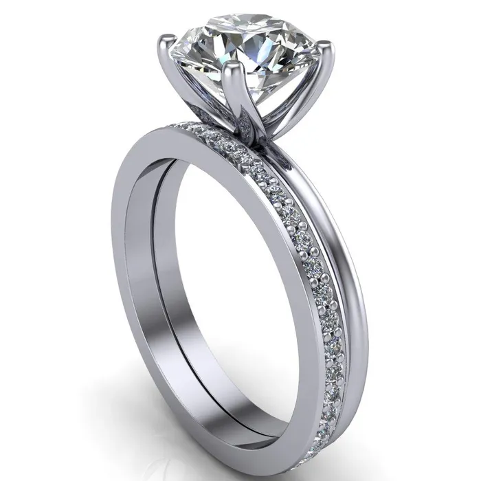 Rings Fire Brilliance Phoebe Round Center Stone Classic 4 V Prongs Solitaire Ring