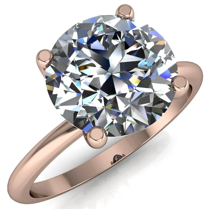 Rings Fire Brilliance Phoebe Round Center Stone Classic 4 V Prongs Solitaire Ring