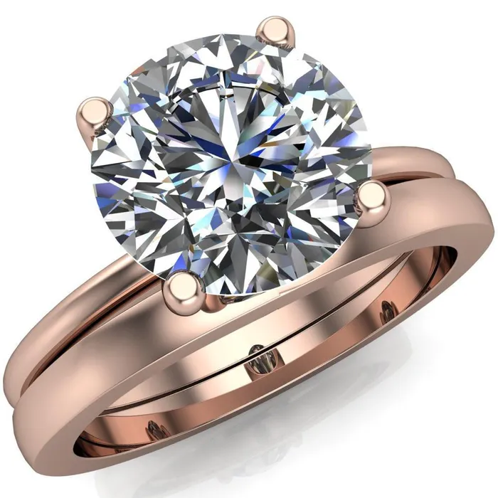 Rings Fire Brilliance Phoebe Round Center Stone Classic 4 V Prongs Solitaire Ring