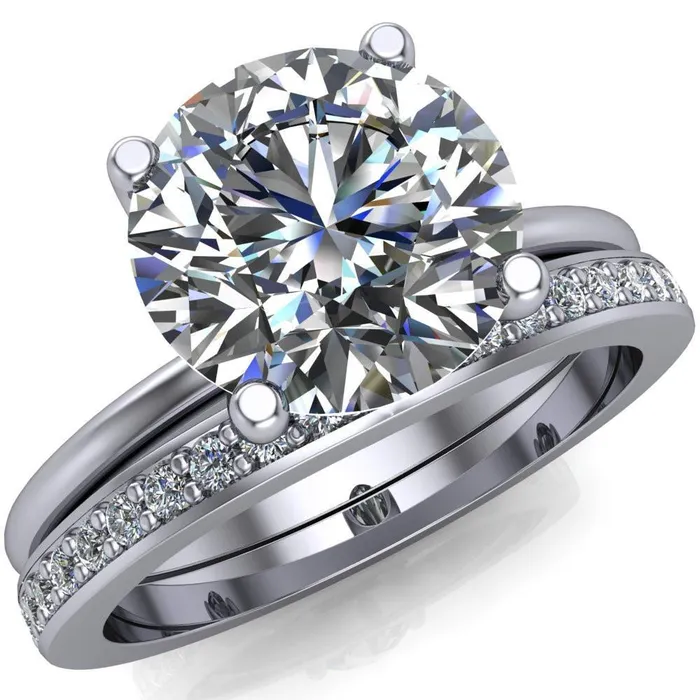 Rings Fire Brilliance Phoebe Round Center Stone Classic 4 V Prongs Solitaire Ring