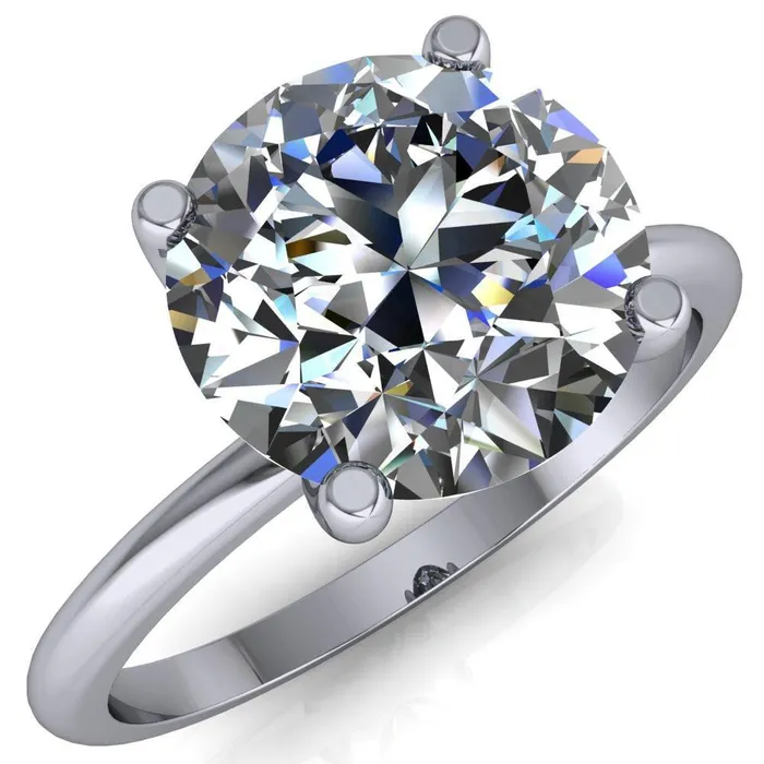 Rings Fire Brilliance Phoebe Round Center Stone Classic 4 V Prongs Solitaire Ring
