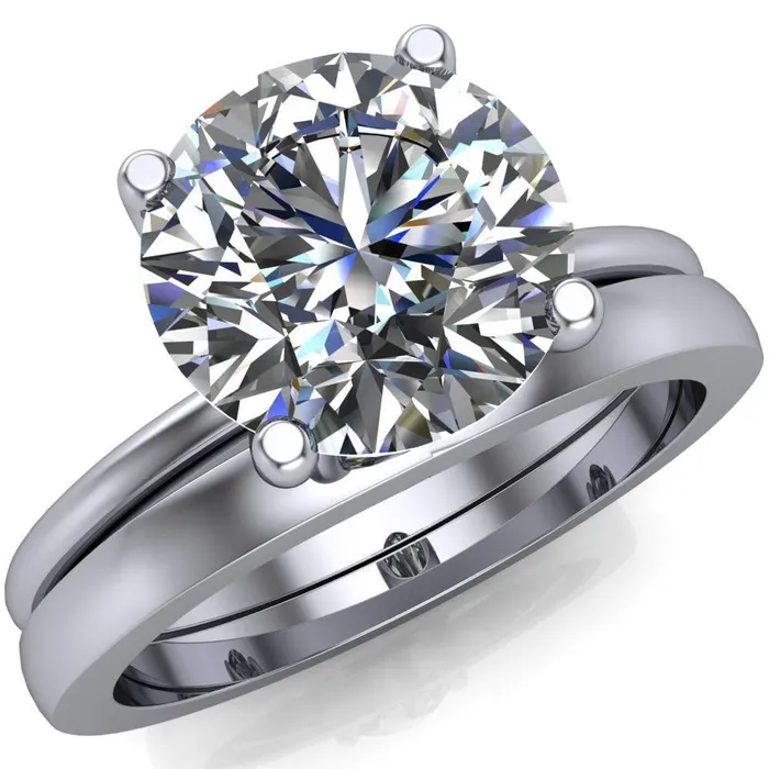 Rings Fire Brilliance Phoebe Round Center Stone Classic 4 V Prongs Solitaire Ring