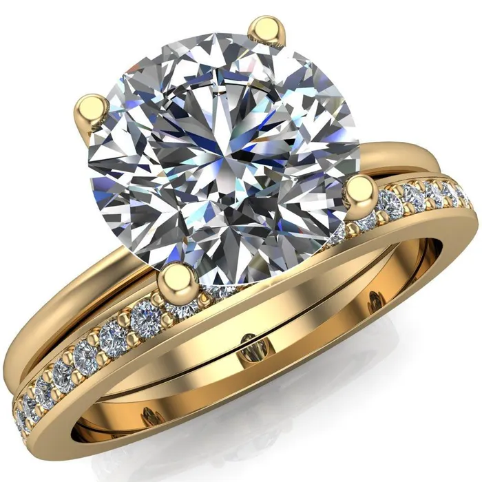Rings Fire Brilliance Phoebe Round Center Stone Classic 4 V Prongs Solitaire Ring