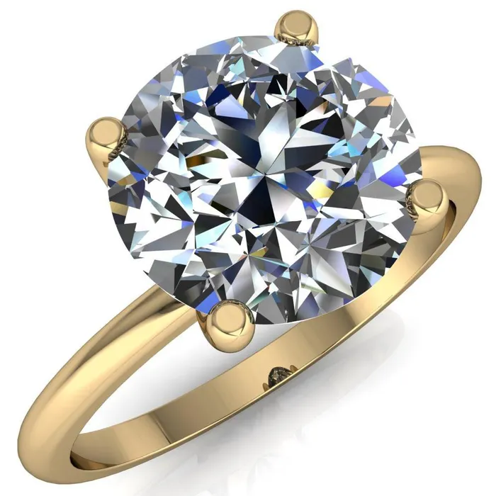 Rings Fire Brilliance Phoebe Round Center Stone Classic 4 V Prongs Solitaire Ring