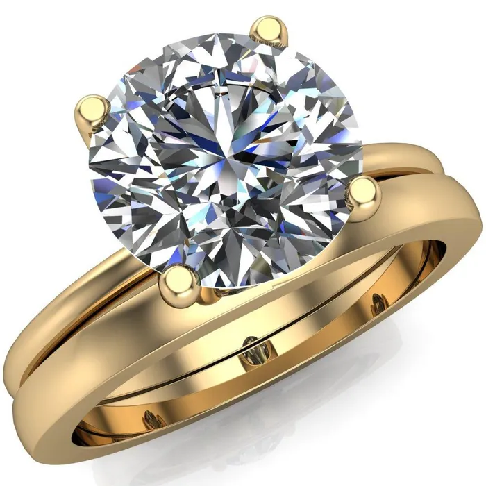 Rings Fire Brilliance Phoebe Round Center Stone Classic 4 V Prongs Solitaire Ring