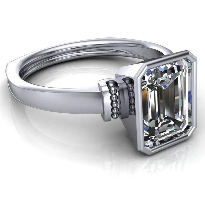 Rings Fire Brilliance Romi Emerald Center Stone Filigree Euro Shank Ring