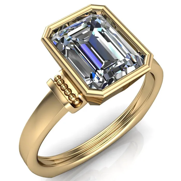 Rings Fire Brilliance Romi Emerald Center Stone Filigree Euro Shank Ring