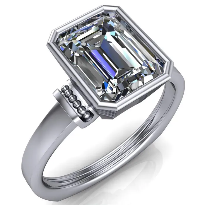 Rings Fire Brilliance Romi Emerald Center Stone Filigree Euro Shank Ring