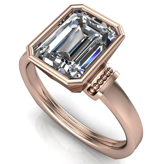 Rings Fire Brilliance Romi Emerald Center Stone Filigree Euro Shank Ring