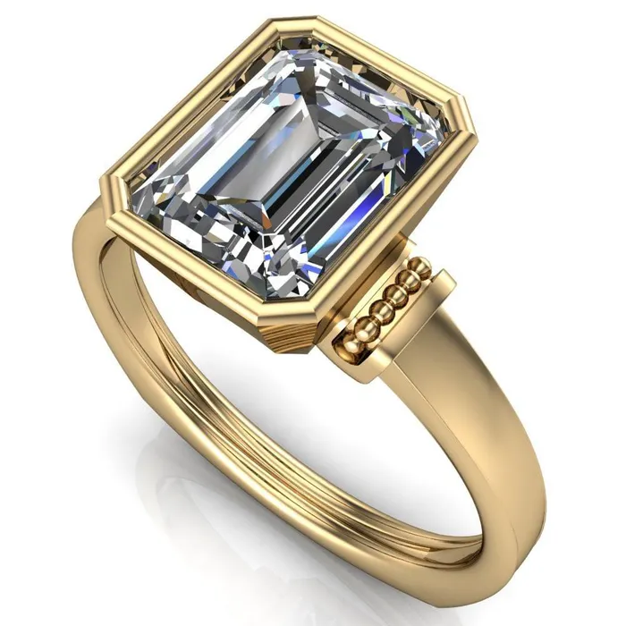 Rings Fire Brilliance Romi Emerald Center Stone Filigree Euro Shank Ring