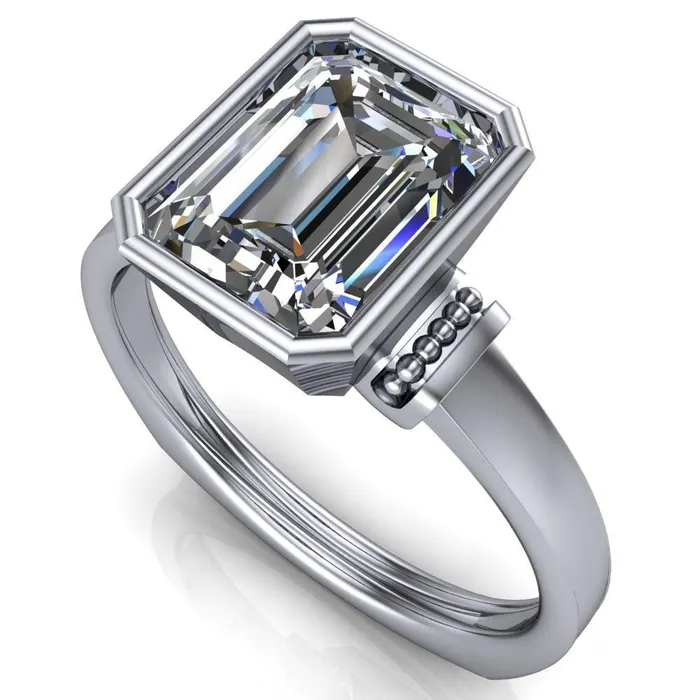 Rings Fire Brilliance Romi Emerald Center Stone Filigree Euro Shank Ring