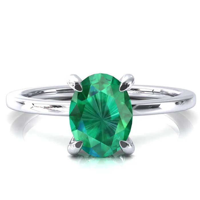 Rings Fire Brilliance Rosy Oval Emerald 4 Claw Prong Single Rail Micropave Engagement Ring Rings Fire Brilliance Rosy Oval Emerald 4 Claw Prong Single Rail Micropave Engagement Ring