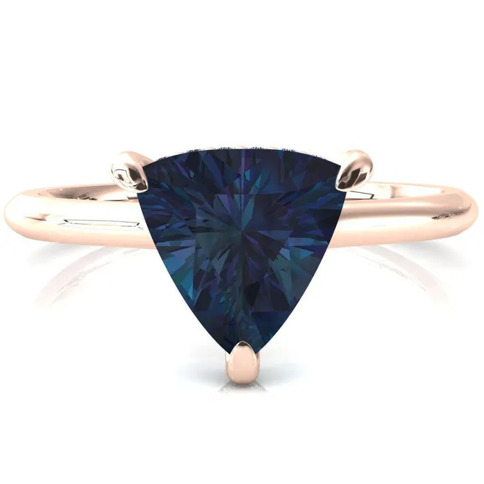 Rings Fire Brilliance Secret Trillion Alexandrite 3 Prong Floating Halo Engagement Ring