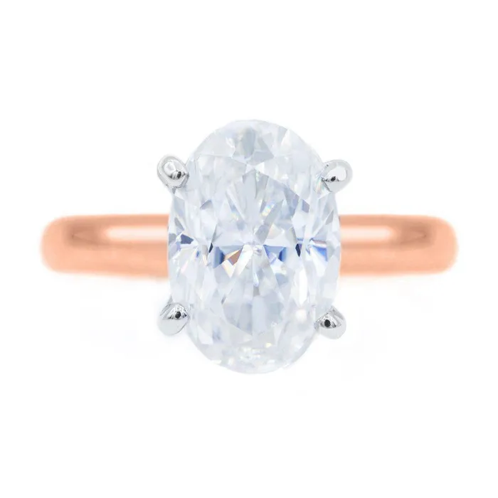 Rings Fire Brilliance Skinny Oval First Crush FAB Moissanite 4 Prongs FANCY Solitaire Ring