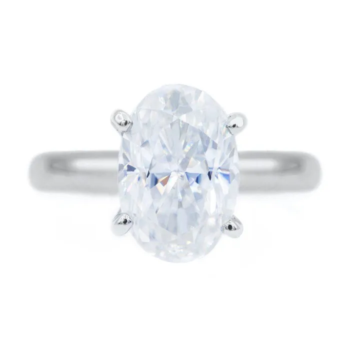 Rings Fire Brilliance Skinny Oval First Crush FAB Moissanite 4 Prongs FANCY Solitaire Ring