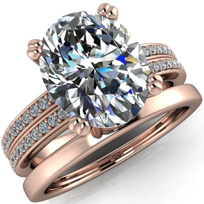 Rings Fire Brilliance Sophina Oval Center Stone 4 Double Prong Split Shank Engagement Ring