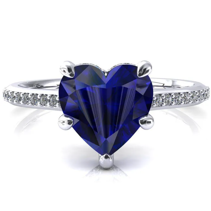Rings Kiki Heart Blue Sapphire 5 Prongs Claw Floating Halo 12 Pinpoint Inverted Cathedral Ring Fire Brilliance Rings Kiki Heart Blue Sapphire 5 Prongs Claw Floating Halo 12 Pinpoint Inverted Cathedral Ring Fire Brilliance
