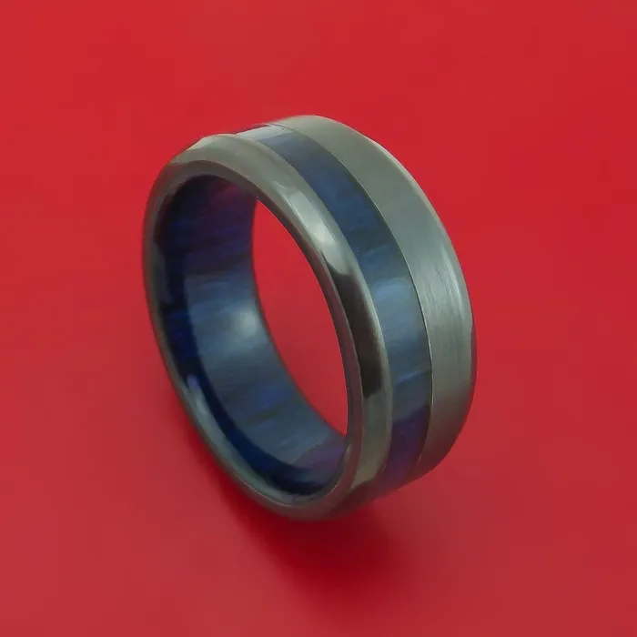 Rings Lashbrook Black Zirconium Ring with Hardwood Inlay and Interior Hardwood Sleeve Custom Made Band Rings Lashbrook Black Zirconium Ring with Hardwood Inlay and Interior Hardwood Sleeve Custom Made Band