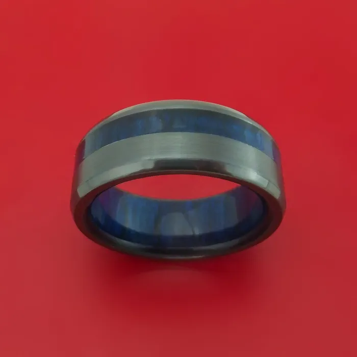 Rings Lashbrook Black Zirconium Ring with Hardwood Inlay and Interior Hardwood Sleeve Custom Made Band Rings Lashbrook Black Zirconium Ring with Hardwood Inlay and Interior Hardwood Sleeve Custom Made Band