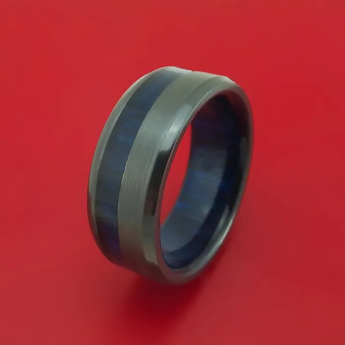 Rings Lashbrook Black Zirconium Ring with Hardwood Inlay and Interior Hardwood Sleeve Custom Made Band Rings Lashbrook Black Zirconium Ring with Hardwood Inlay and Interior Hardwood Sleeve Custom Made Band