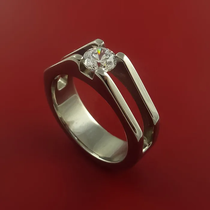 Rings Lashbrook Titanium Ring with TensionSet Moissanite Custom Made Band