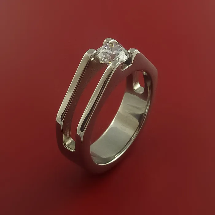 Rings Lashbrook Titanium Ring with TensionSet Moissanite Custom Made Band Rings Lashbrook Titanium Ring with TensionSet Moissanite Custom Made Band