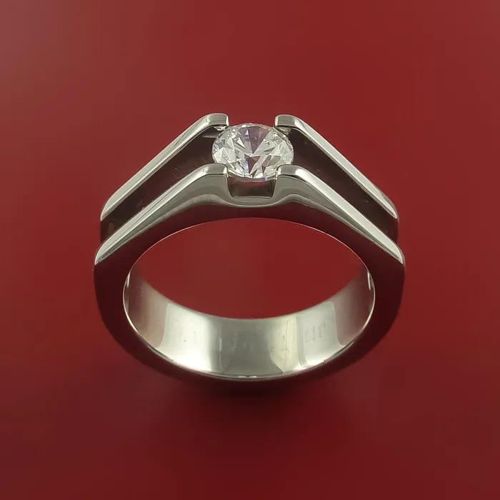 Rings Lashbrook Titanium Ring with TensionSet Moissanite Custom Made Band Rings Lashbrook Titanium Ring with TensionSet Moissanite Custom Made Band
