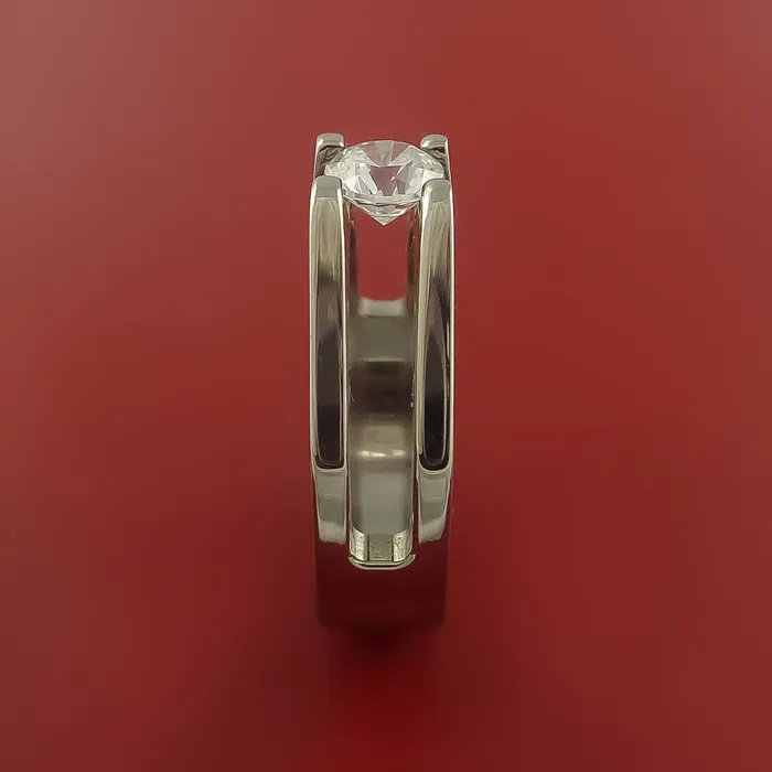 Rings Lashbrook Titanium Ring with TensionSet Moissanite Custom Made Band Rings Lashbrook Titanium Ring with TensionSet Moissanite Custom Made Band