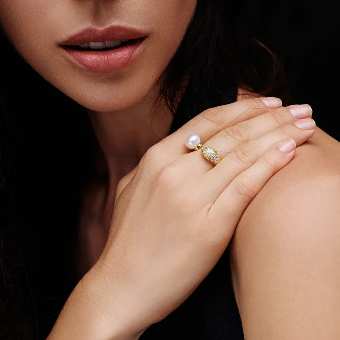Rings Leopard Freshwater Pearl Ring WR00161 SAFARI Pearly Lustre