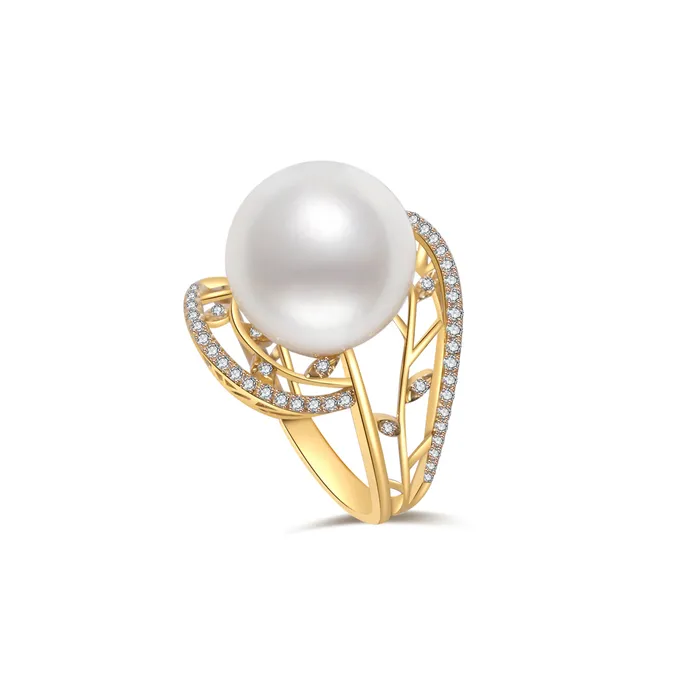 Rings Pearly Lustre Elegant Edison Pearl 18K Solid Gold Ring KR00003