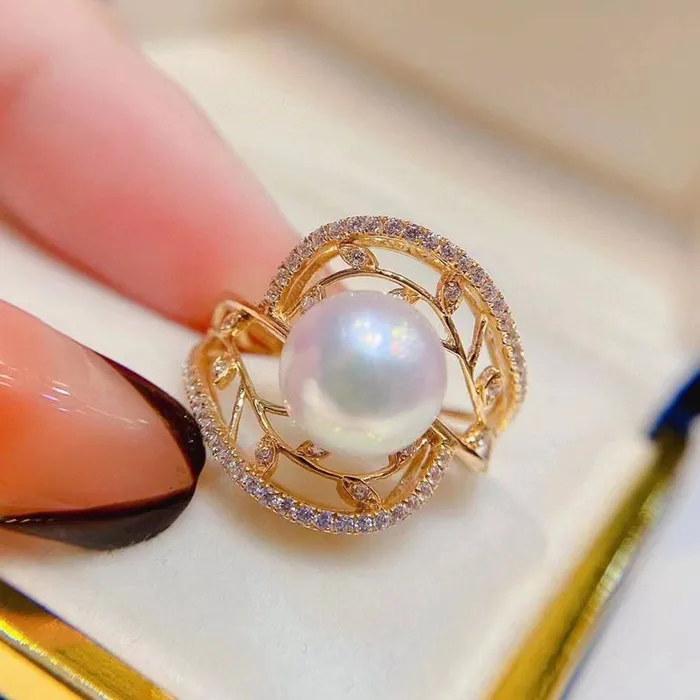 Rings Pearly Lustre Elegant Edison Pearl 18K Solid Gold Ring KR00003
