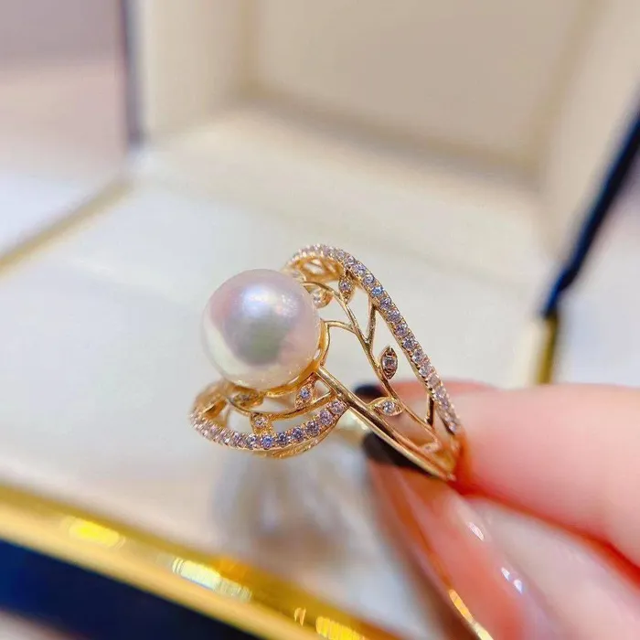 Rings Pearly Lustre Elegant Edison Pearl 18K Solid Gold Ring KR00003